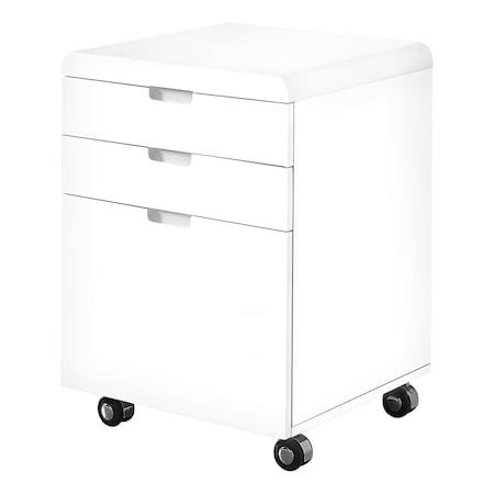 Monarch Specialties File Cabinet, Rolling Mobile, Storage Drawers, Printer Stand, Office, Work, Laminate, Glossy White I 7583